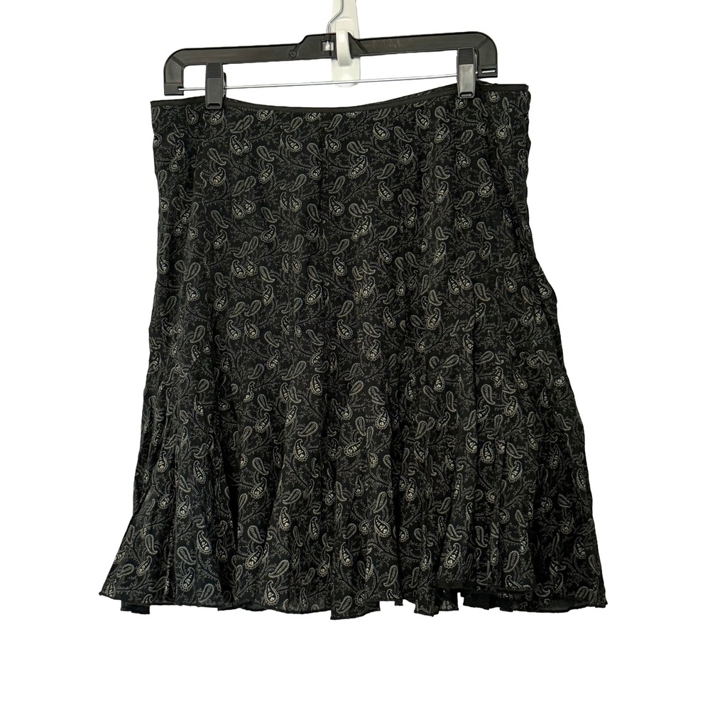 VTG Polo Jeans Company Ralph Lauren Black Paisley Midi Ruffle Skirt Black - 10